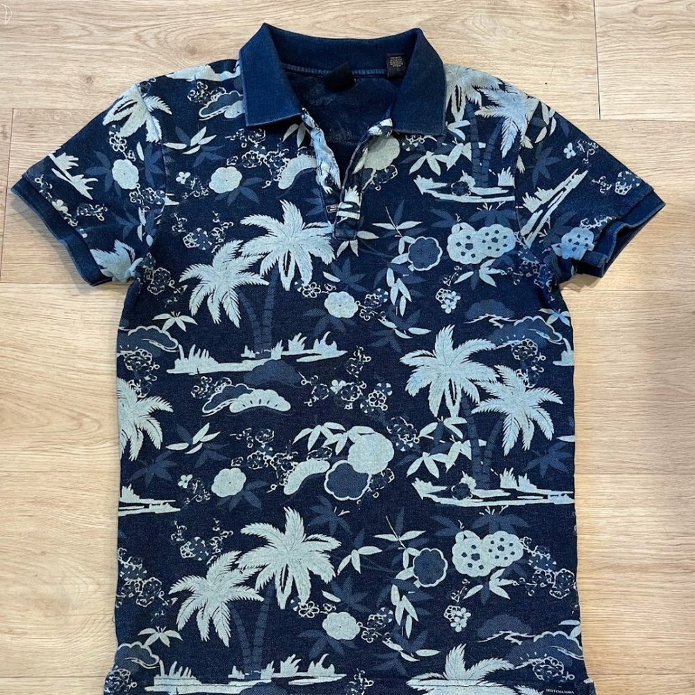Scotch & Soda - All Over Palm Tropical Polo Shirt - Size S